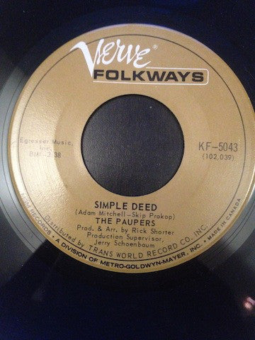 The Paupers : Simple Deed/Let Me Be (7", Single)