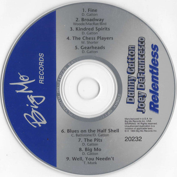 Danny Gatton, Joey DeFrancesco : Relentless (CD, Album)