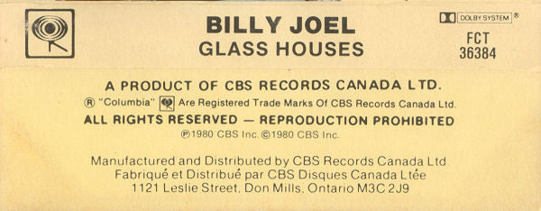 Billy Joel : Glass Houses (Cass, Album)