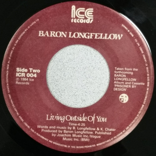 Baron Longfellow : I'm Gonna Need A Miracle Tonight / Living Outside Of You (7")