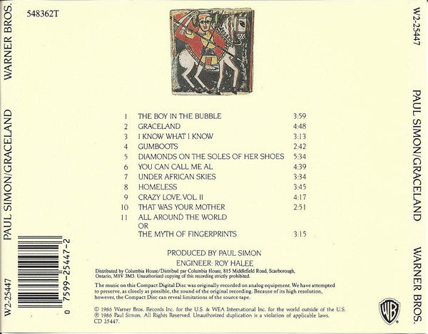 Paul Simon : Graceland (CD, Album, Club)