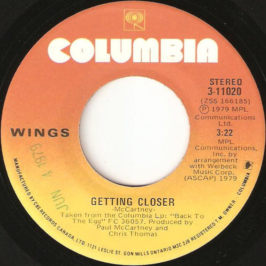 Wings (2) : Getting Closer (7", Single)