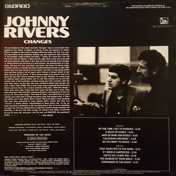 Johnny Rivers : Changes (LP, Album, RE)
