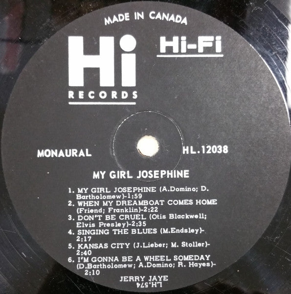 Jerry Jaye : My Girl Josephine (LP, Album, Mono)