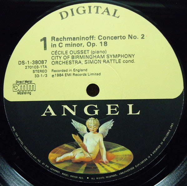 Cécile Ousset ◾ Simon Rattle* / City Of Birmingham Symphony Orchestra / Rachmaninoff* : Piano Concerto No.2 In C Minor / Rhapsody On A Theme Of Paganini (LP)