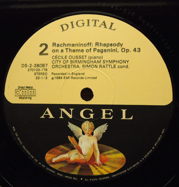 Cécile Ousset ◾ Simon Rattle* / City Of Birmingham Symphony Orchestra / Rachmaninoff* : Piano Concerto No.2 In C Minor / Rhapsody On A Theme Of Paganini (LP)