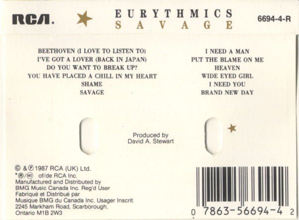 Eurythmics : Savage (Cass, Album)