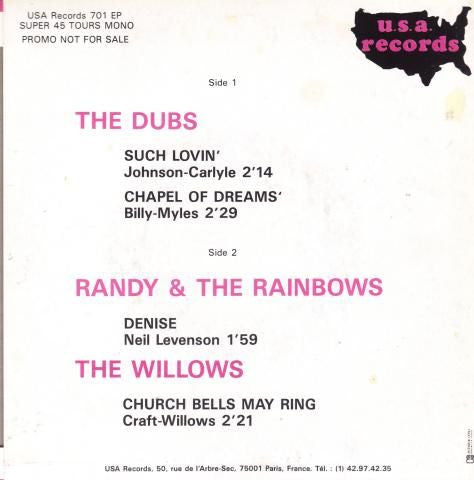 The Dubs / Randy & The Rainbows / The Willows : Such Lovin' (7", EP, Promo)