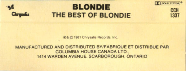 Blondie : The Best Of Blondie (Cass, Comp, Club, Dol)