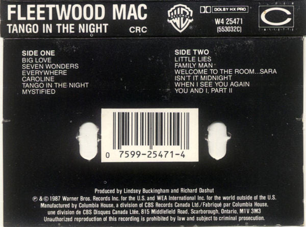 Fleetwood Mac : Tango In The Night (Cass, Album, Club, Dol)