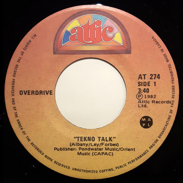 Overdrive (12) : Tekno Talk / Hi-Tek (7")
