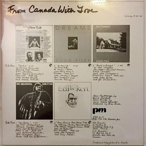 Ed Bickert / Don Thompson (2) / Doug Riley / Pat LaBarbera / Bernie Senensky : From Canada With Love (LP, Comp)