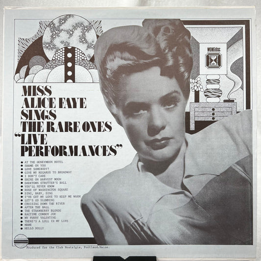 Alice Faye : Miss Alice Faye Sings The Rare Ones "Live Performances" (LP)