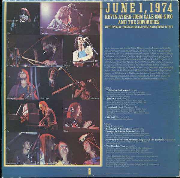 Kevin Ayers - John Cale - Brian Eno - Nico (3) : June 1, 1974 (LP, Album, Pin)