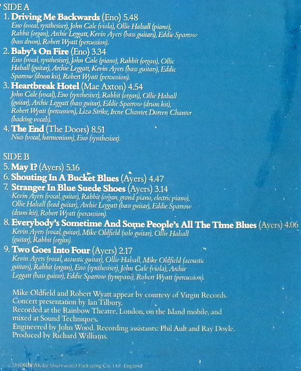Kevin Ayers - John Cale - Brian Eno - Nico (3) : June 1, 1974 (LP, Album, Pin)