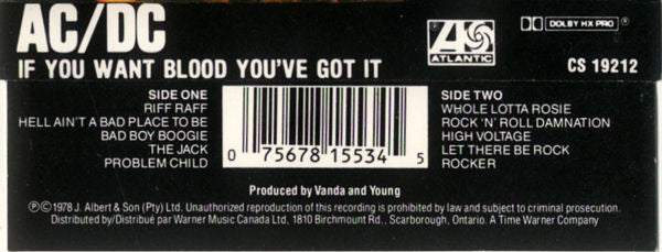 AC/DC : If You Want Blood You've Got It (Cass, Album, RE, Dol)