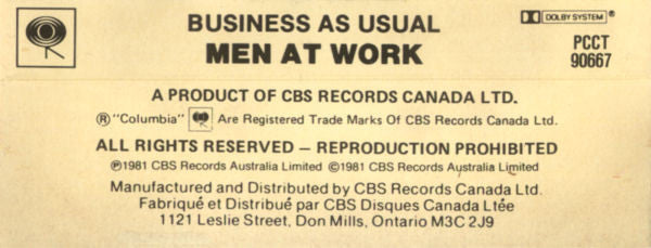 Men At Work : Business As Usual (Cass, Album, Whi)