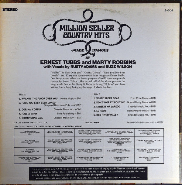 Rusty Adams (2), Buzz Wilson : Country Hits Made Famous By Ernest Tubbs And Marty Robbins (LP)