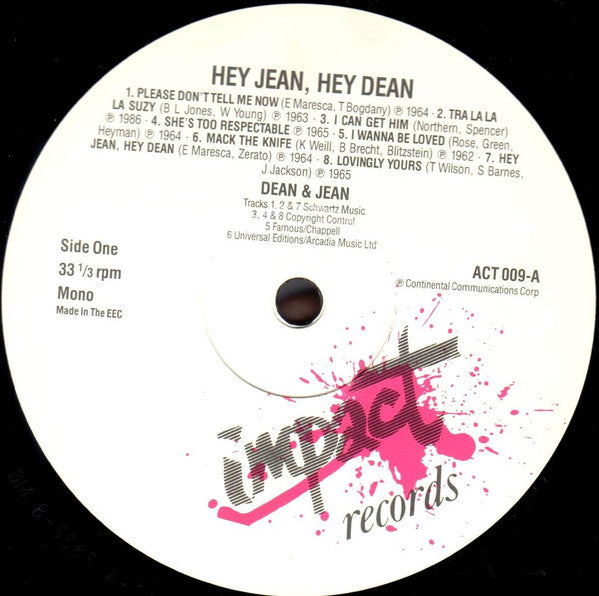 Dean & Jean : Hey Jean, Hey Dean - The Best Of Dean & Jean (LP, Comp)
