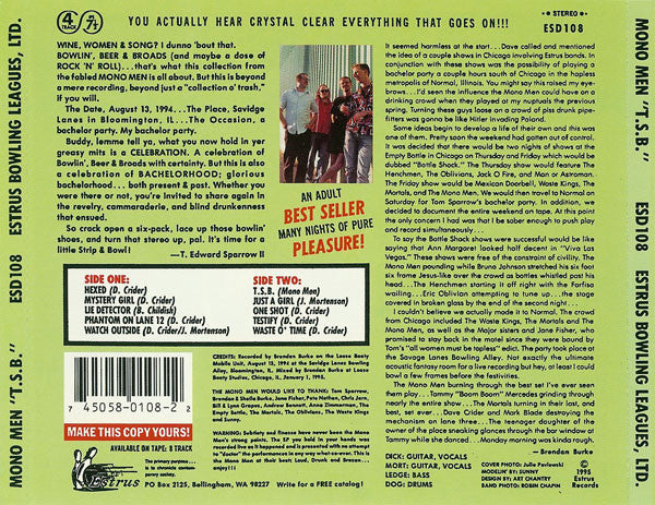 The Mono Men : Recorded Live! At Tom's Strip-N-Bowl (CD, EP)
