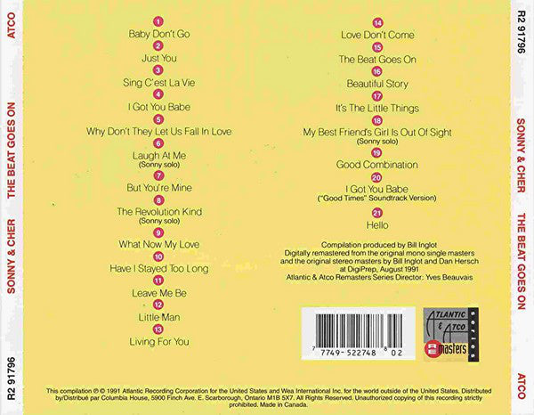 Sonny & Cher : The Best Of Sonny & Cher - The Beat Goes On (CD, Comp, Club, RM, RP)