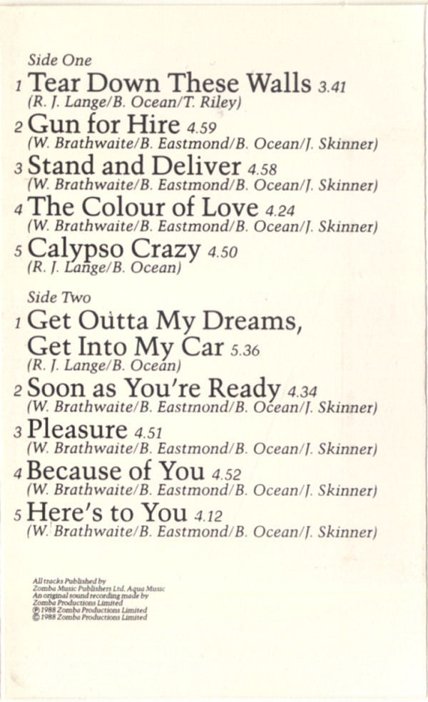 Billy Ocean : Tear Down These Walls (Cass, Album, Club, Dol)