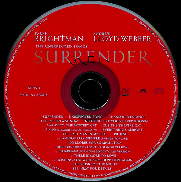 Sarah Brightman & Andrew Lloyd Webber : Surrender: The Unexpected Songs (CD, Comp)
