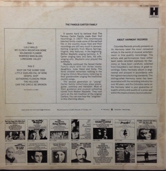 The Carter Family : The Famous Carter Family (LP, Album)