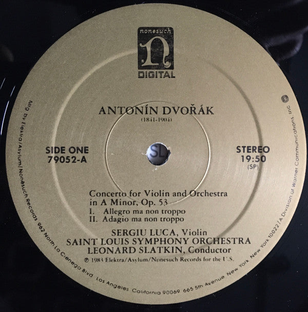Saint Louis Symphony Orchestra, Antonín Dvořák, Sergiu Luca, Leonard Slatkin : Violin Concerto / Romance in F Minor / Mazurek in E Minor (LP, Album)