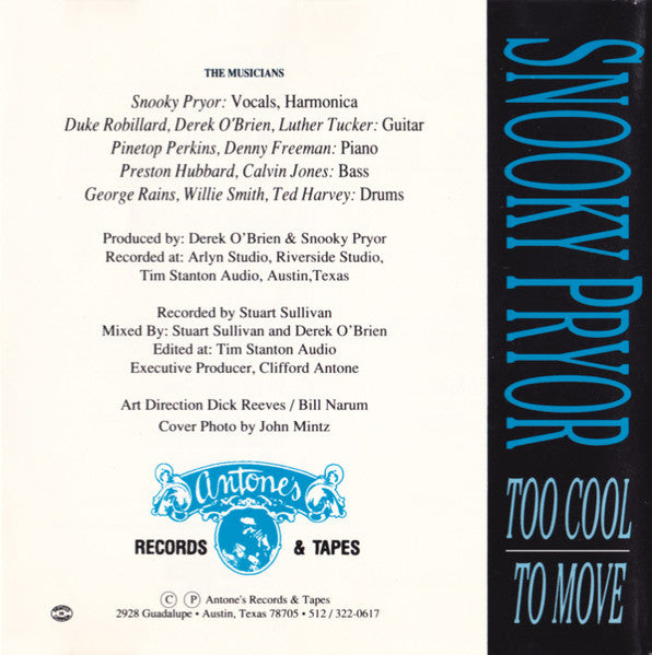 Snooky Pryor : Too Cool To Move (CD, Album)