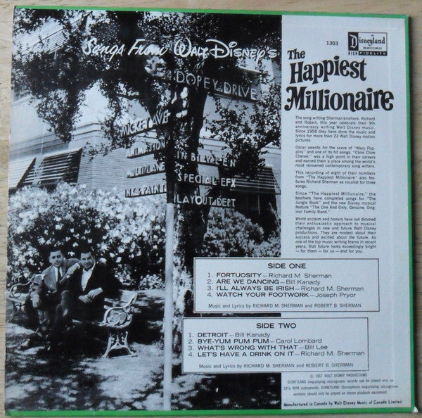 Various : Songs From Walt Disney's The Happiest Millionaire (LP, Album, Mono)