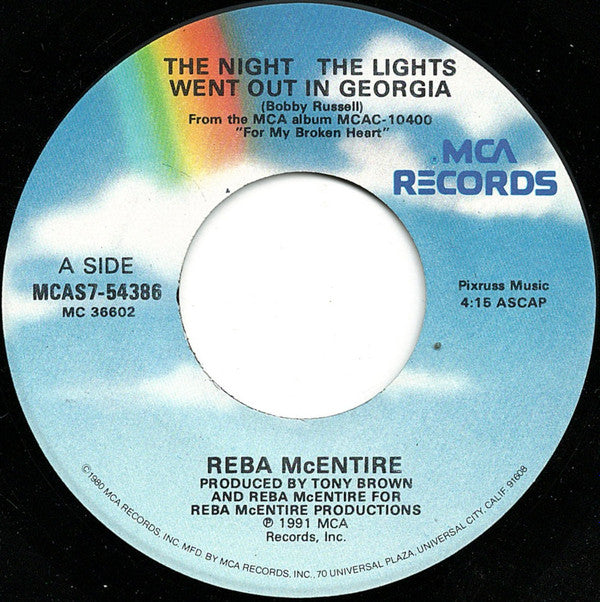 Reba McEntire : The Night The Lights Went Out In Georgia (7", Single)