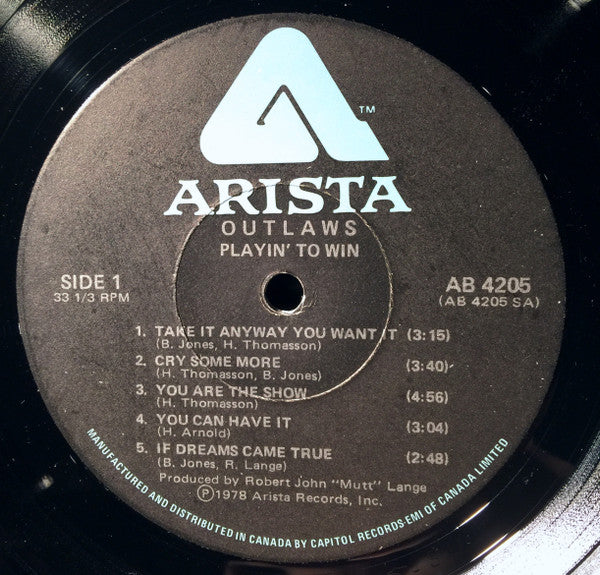 Outlaws : Playin' To Win (LP, Album)