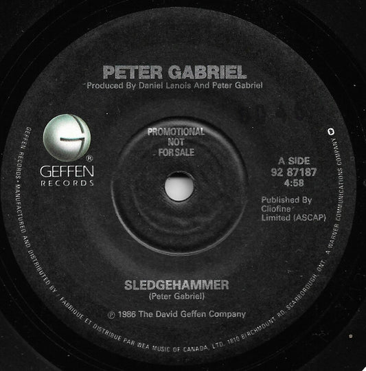 Peter Gabriel : Sledgehammer (7", Single, Promo)