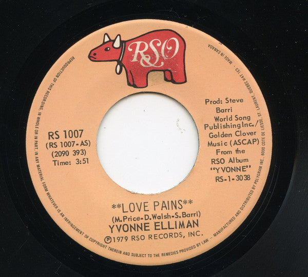 Yvonne Elliman : Love Pains (7", Single)