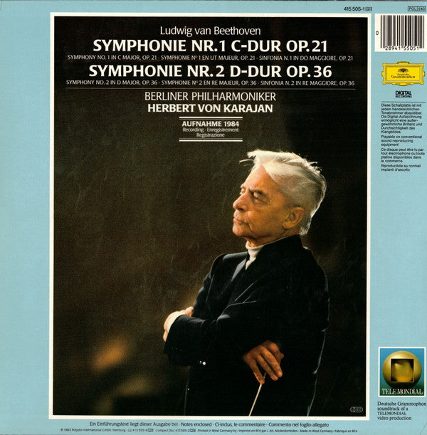 Ludwig Van Beethoven, Herbert Von Karajan, Berliner Philharmoniker : Symphonien 1 & 2 (LP)