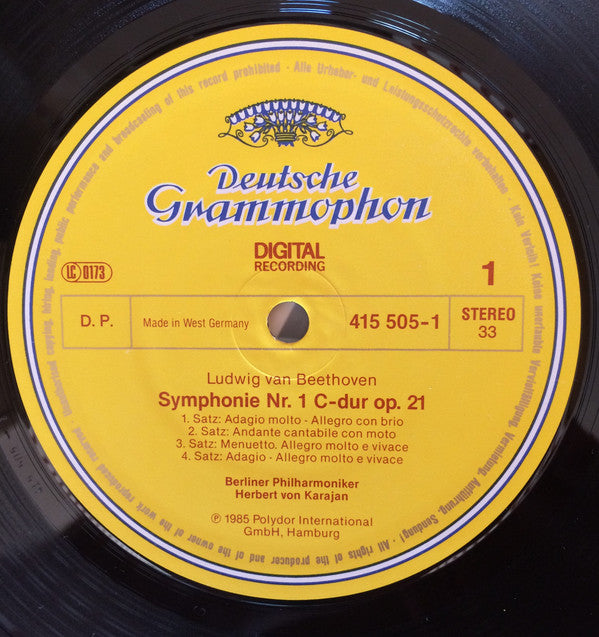 Ludwig Van Beethoven, Herbert Von Karajan, Berliner Philharmoniker : Symphonien 1 & 2 (LP)