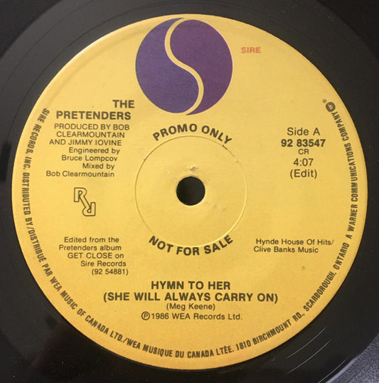The Pretenders : Hymn To Her (She Will Always Carry On) / Tradition Of Love (7", Single, Promo)