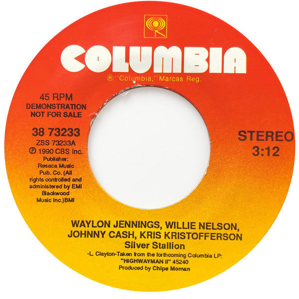 Waylon Jennings, Willie Nelson, Johnny Cash, Kris Kristofferson : Silver Stallion (7", Single, Promo)