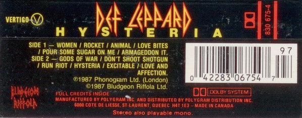 Def Leppard : Hysteria (Cass, Album)