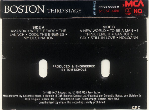 Boston : Third Stage (Cass, Album, Club, Dol)