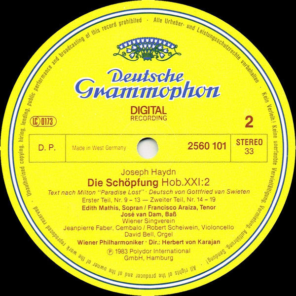 Joseph Haydn - Wiener Singverein, Berliner Philharmoniker, Herbert von Karajan : Die Schöpfung =The Creation = La Création (Box + 2xLP)