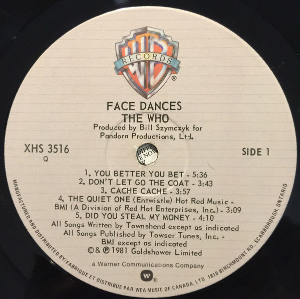 The Who : Face Dances (LP, Album, Qua)