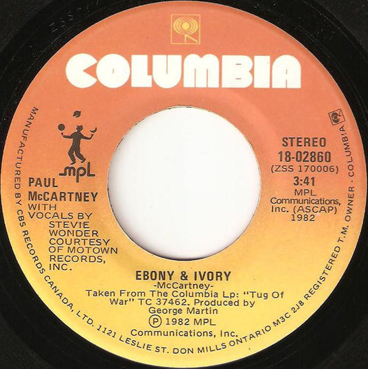 Paul McCartney : Ebony And Ivory (7", Single)