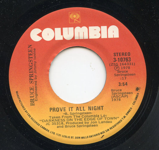 Bruce Springsteen : Prove It All Night (7", Single)