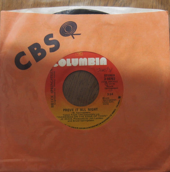 Bruce Springsteen : Prove It All Night (7", Single)