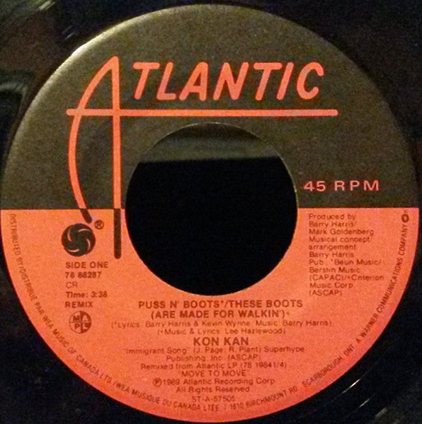 Kon Kan : Puss N' Boots / These Boots (Are Made For Walkin') / Harry Houdini (7", Single)