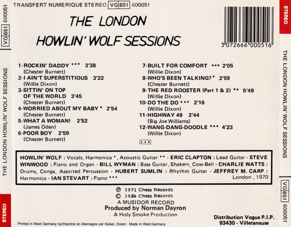 Howlin' Wolf : The London Howlin' Wolf Sessions (CD, Album, RE)