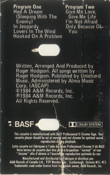 Roger Hodgson : In The Eye Of The Storm (Cass, Album, CrO)