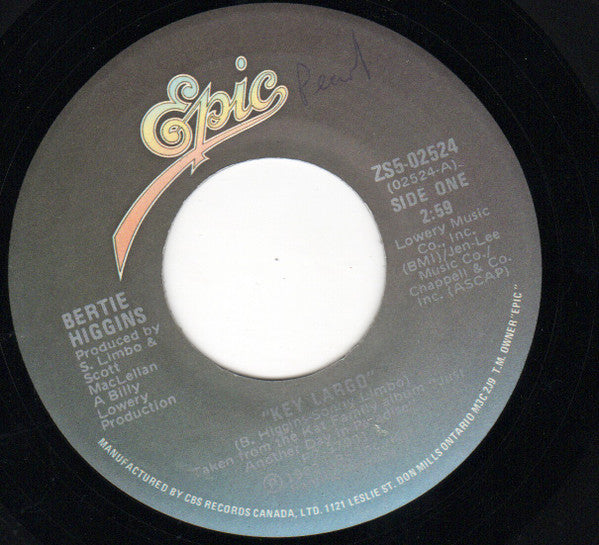 Bertie Higgins : Key Largo (7", Single)